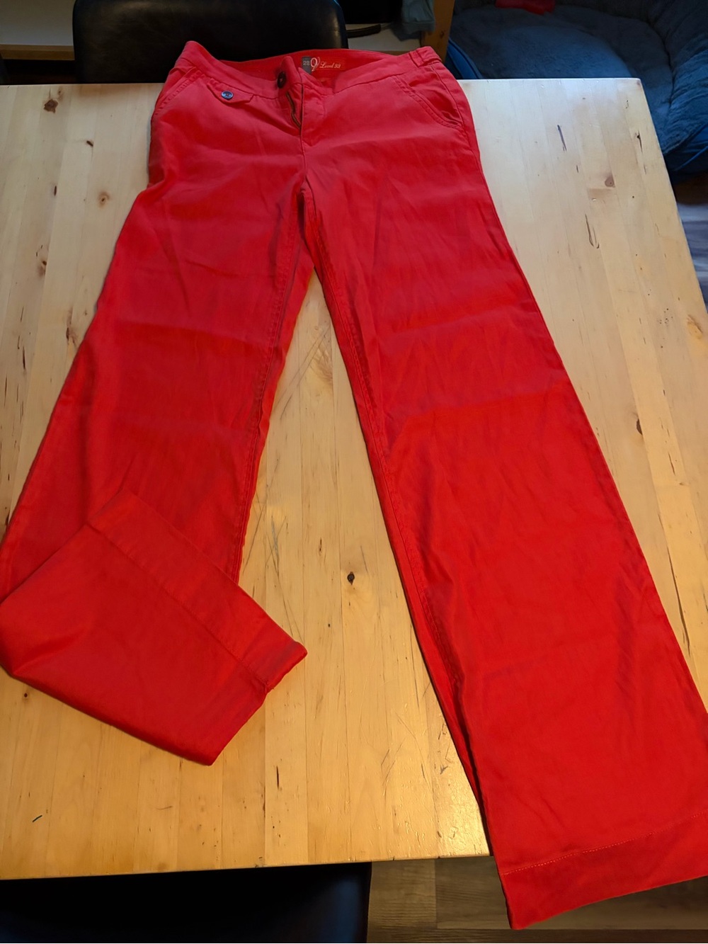 Bright Red Straight Leg Pants Level 99 made for long legs 34 inch inseam.